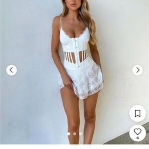 Jessamine White Mini Dress with Lace Detail